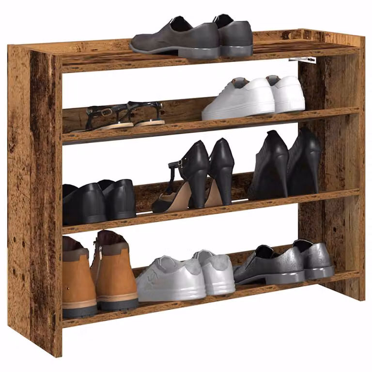 Scarpiera vidaXL in legno stile rustico marrone con ripiani piatti, L 80 cm x P 25 cm x H 62 cm