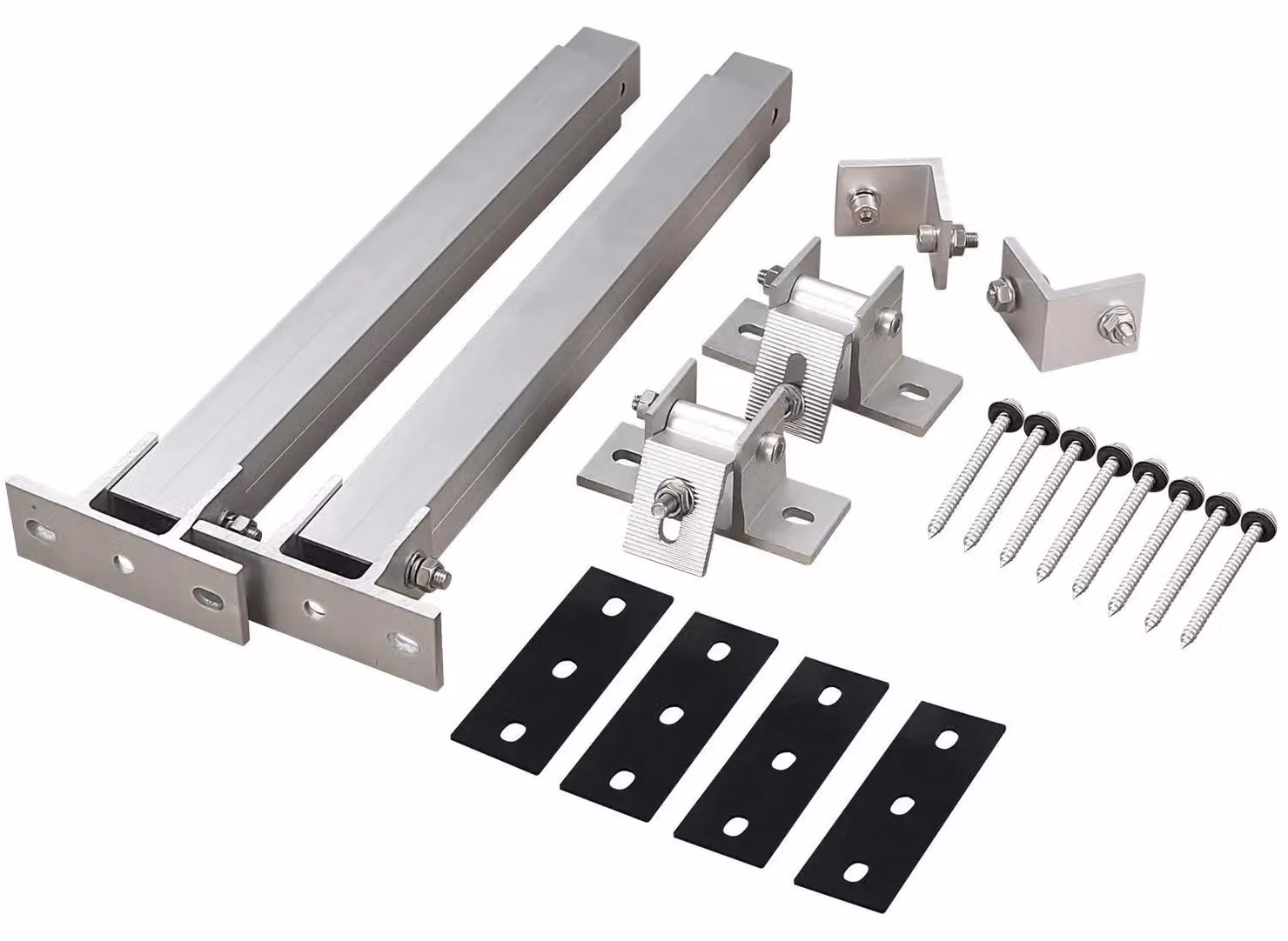Supporti regolabili per pannelli solari - Staffe anteriori e posteriori - Inclinazione da 15 a 30° - Set singolo - Modello con dado