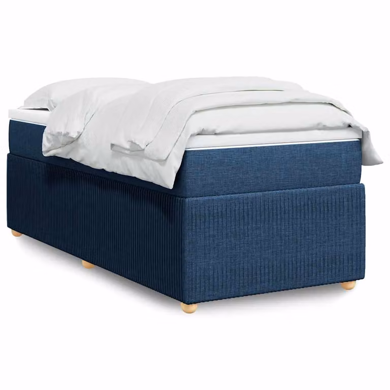 vidaXL Giroletto a Molle con Materasso Ibrido in Tessuto Blu e Bianco, 90x200 cm