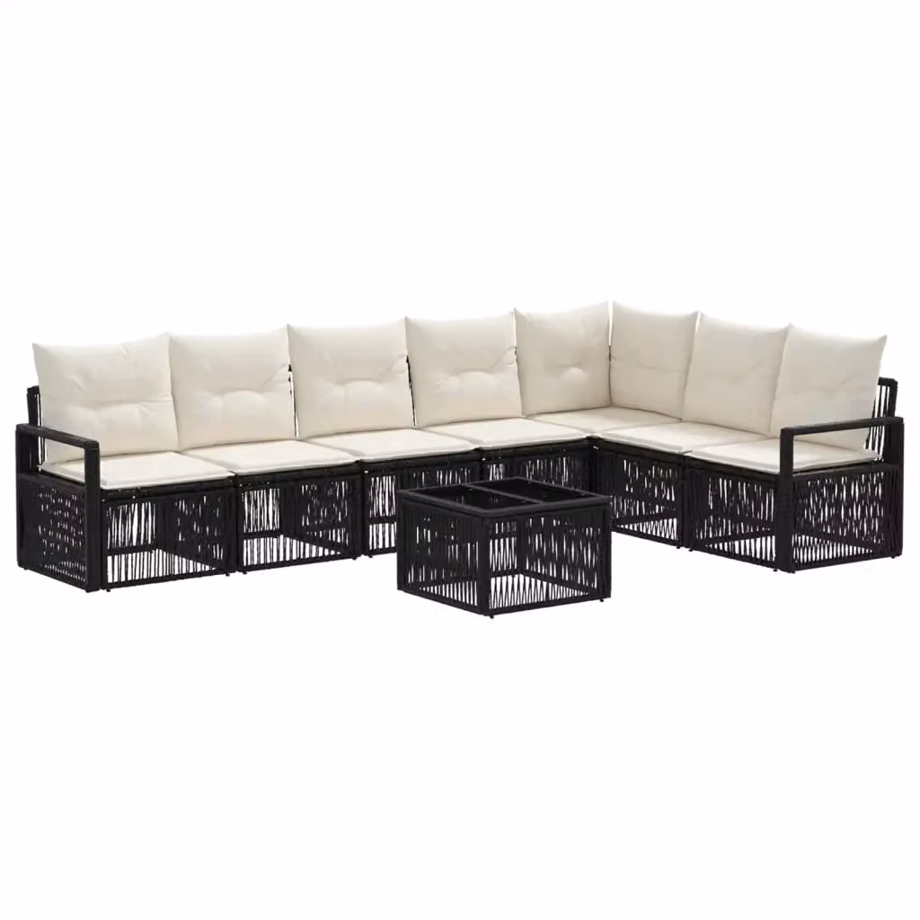 Set Divano da Giardino a L con Tavolino vidaXL, 8 Pezzi, Nero – 2