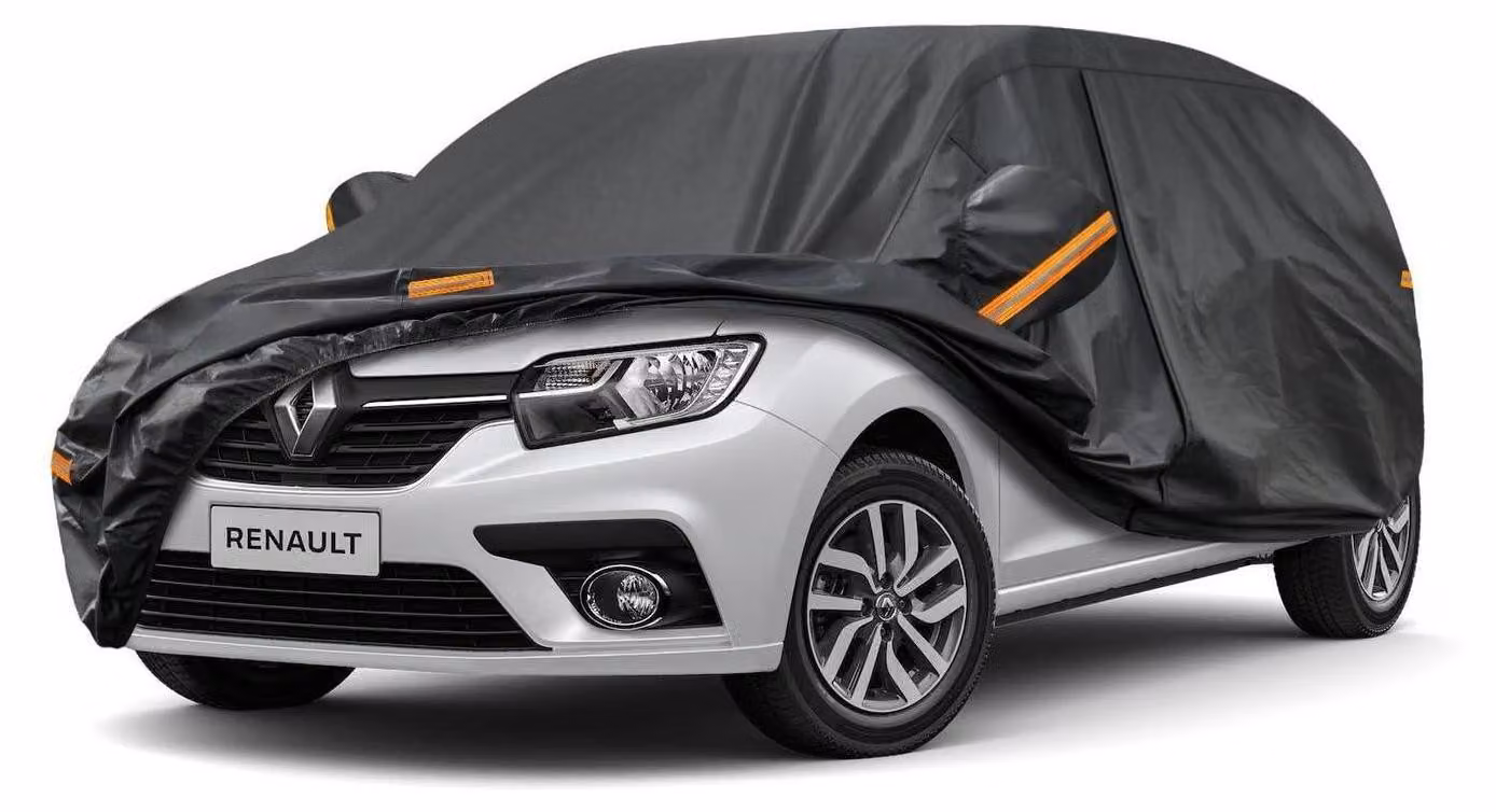 Copertura per auto impermeabile e traspirante, adatta per Dacia Sandero (2008-2025), colore nero, con 7 strati, copertura completa, protezione dalla polvere e strisce riflettenti