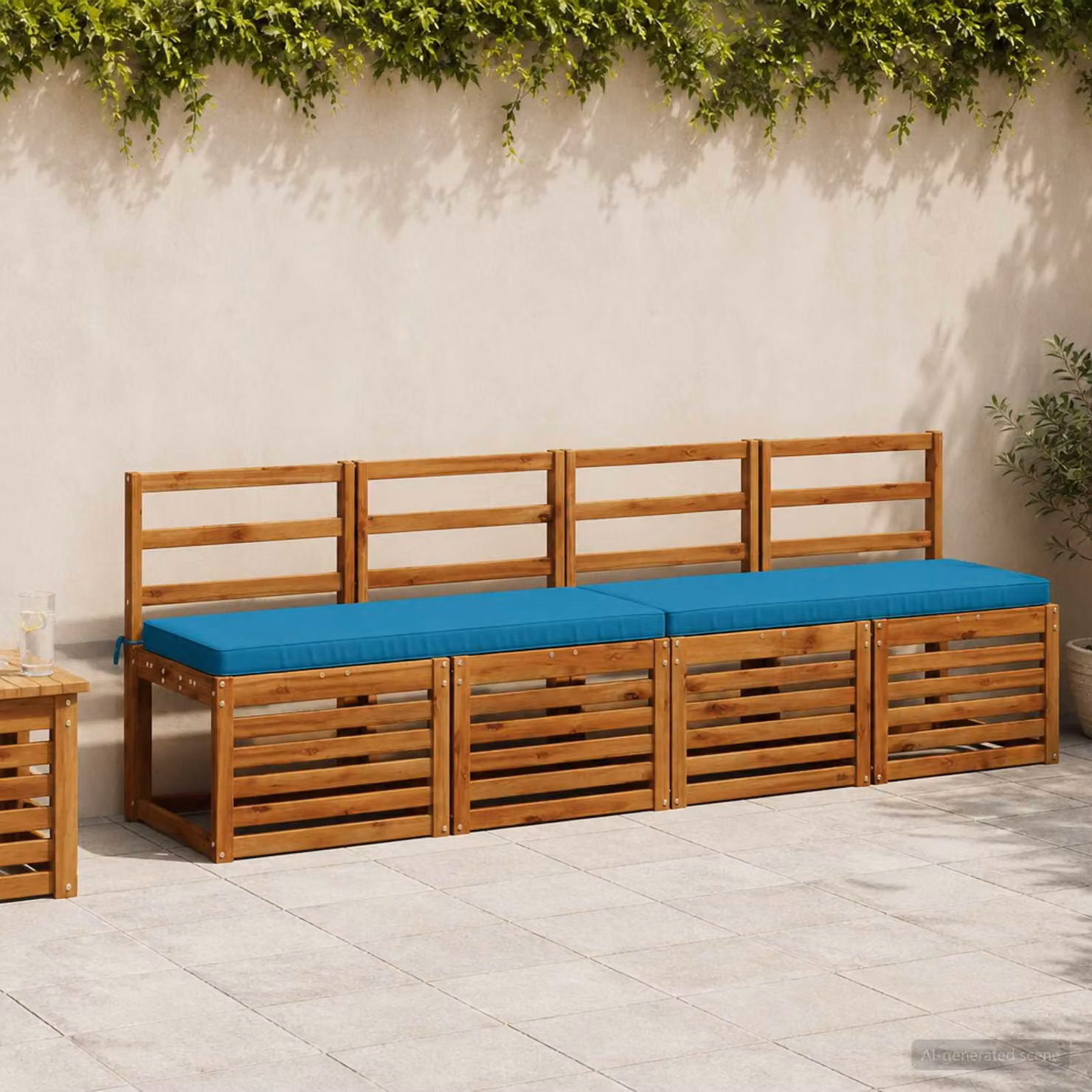 Set di 2 cuscini per panchina vidaXL VUGHT blu in poliestere con rivestimento rimovibile e resistente ai raggi UV