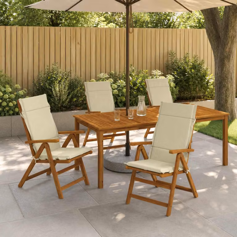 Set di 4 cuscini per sedia alta vidaXL GEMERT in poliestere, colore beige e bianco, con rivestimento rimovibile e lavabile