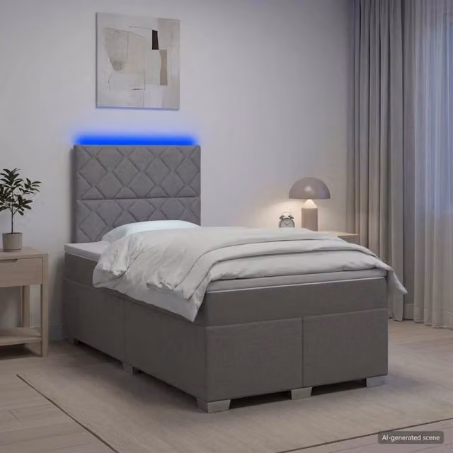 Letto box spring vidaXL con materasso a molle insacchettate e base contenitore, colore grigio, L/P/H: 120 x 200 x 140,5 cm – 1