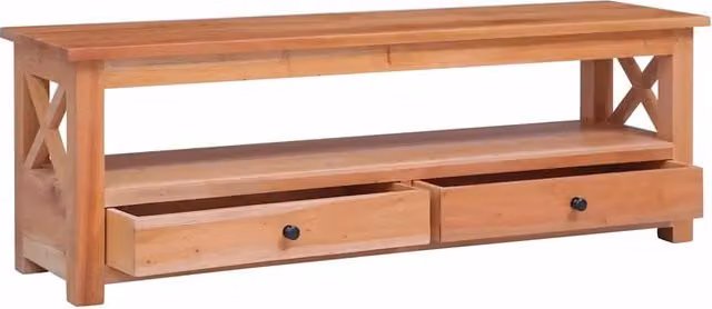 Mobile TV vintage in legno massello di mogano marrone L: 115 cm, P: 30 cm, H: 40 cm