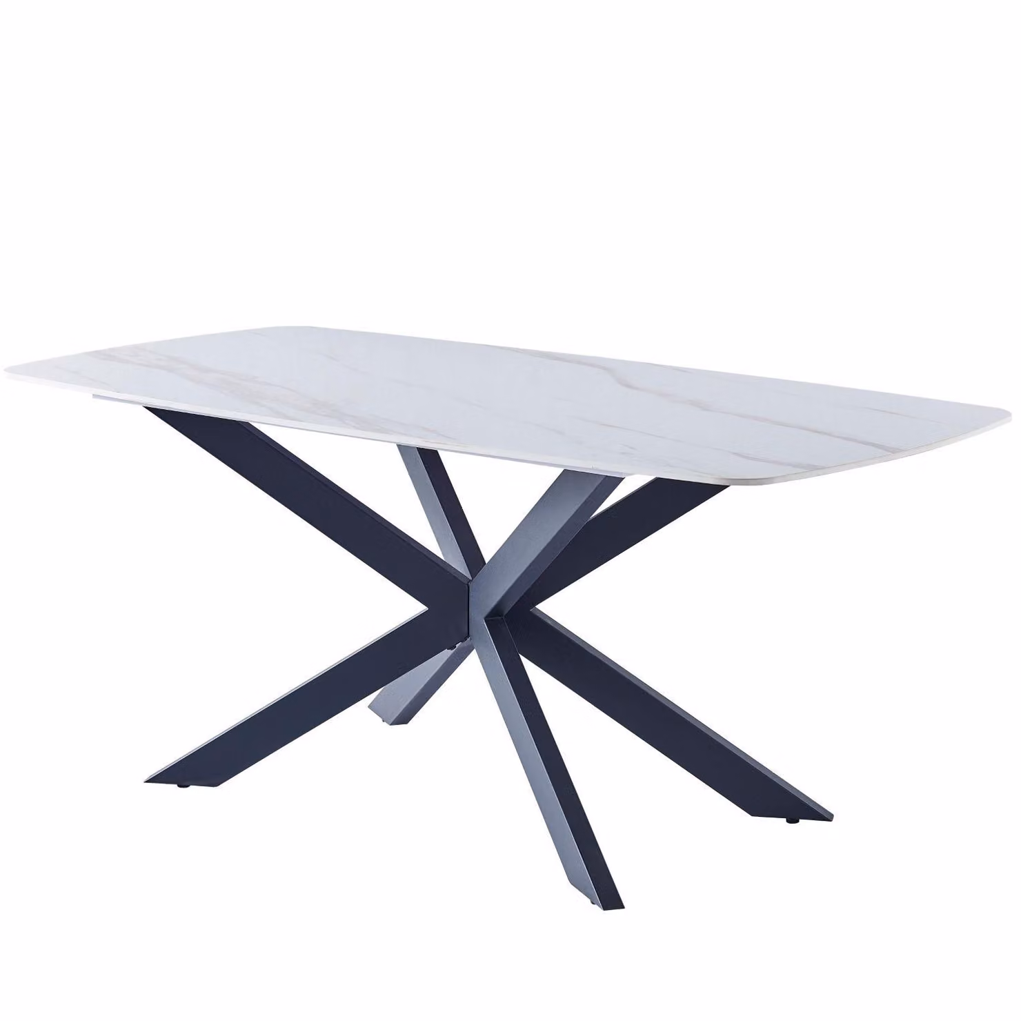 CasaDolce, Tavolo da pranzo Kalena, 180x90 cm, marmo bianco, struttura in metallo