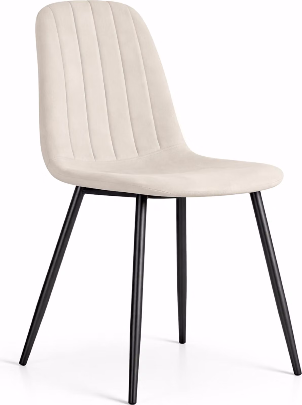 Sedia in velluto trapuntata LUMO Beige gambe nere