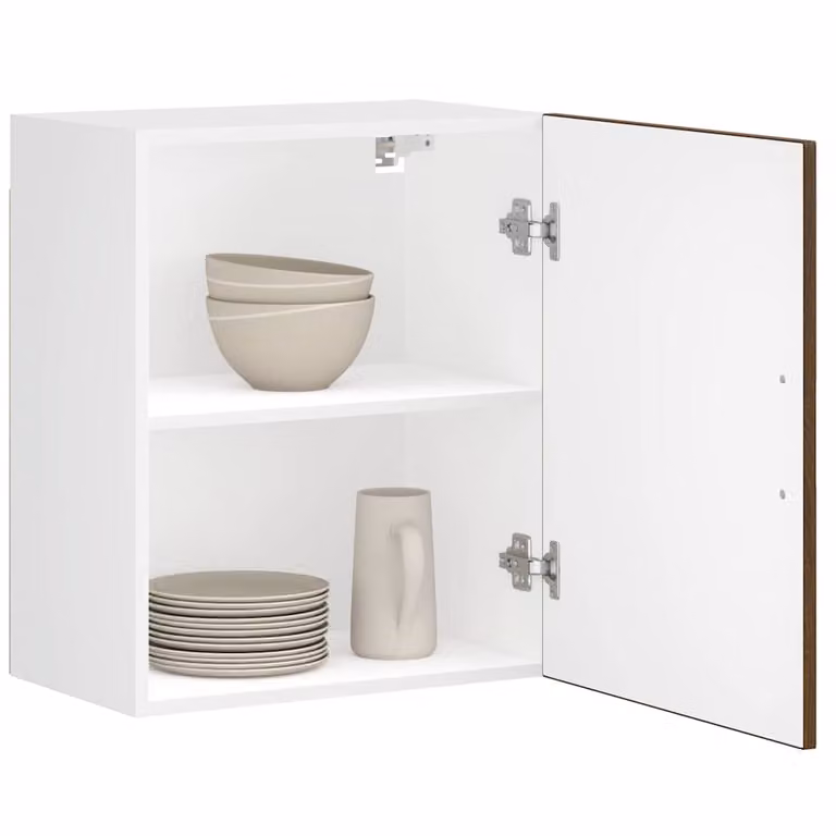 Pensile da cucina moderno vidaXL con ante a battente in legno e MDF, disponibile nei colori marrone, grigio o bianco, L: 60,0 cm, H: 50,0 cm, P: 31,0 cm