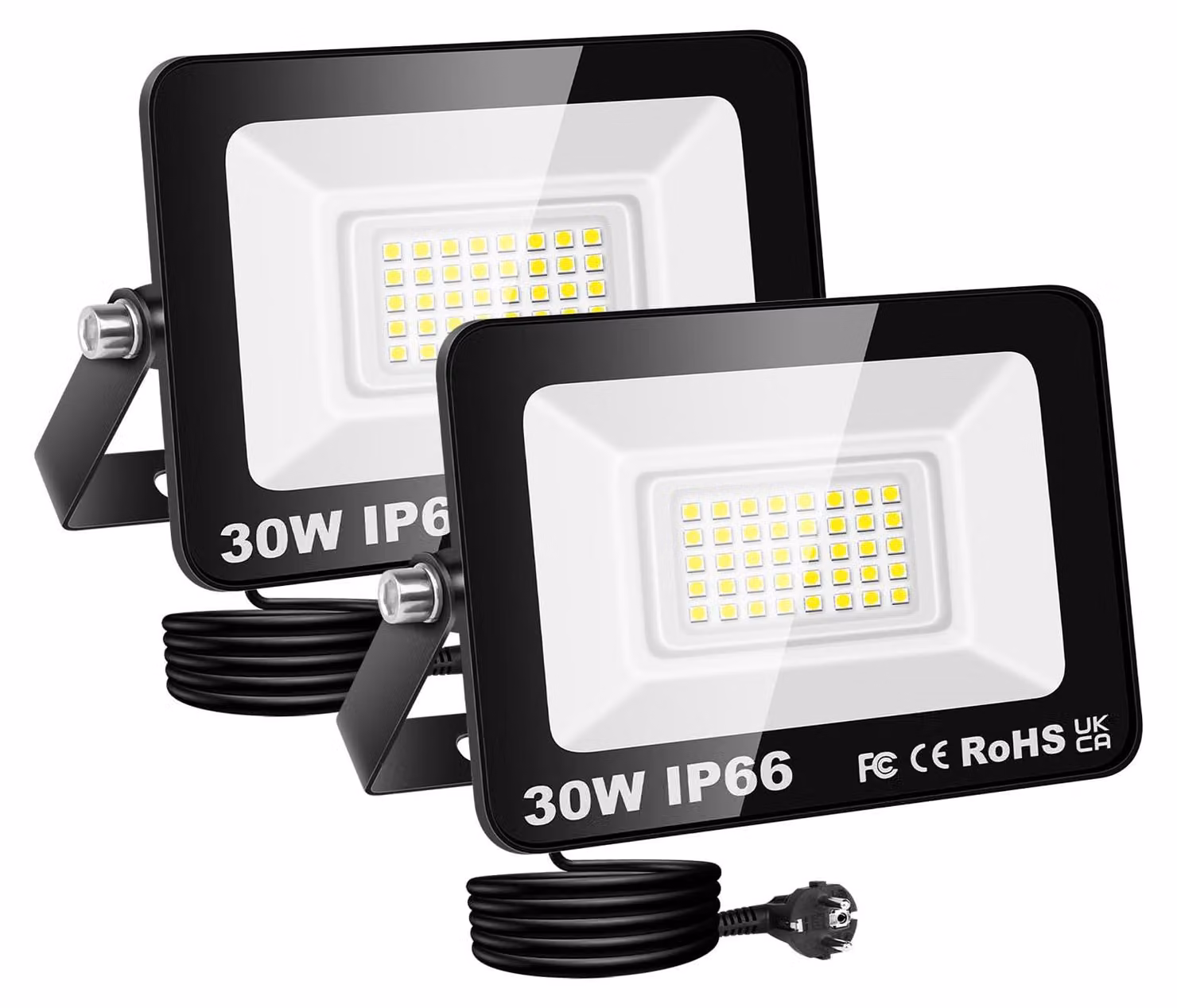 Fari LED da esterno, confezione da 2, 30W, 3000 lumen, luce bianca fredda, grado di protezione IP66