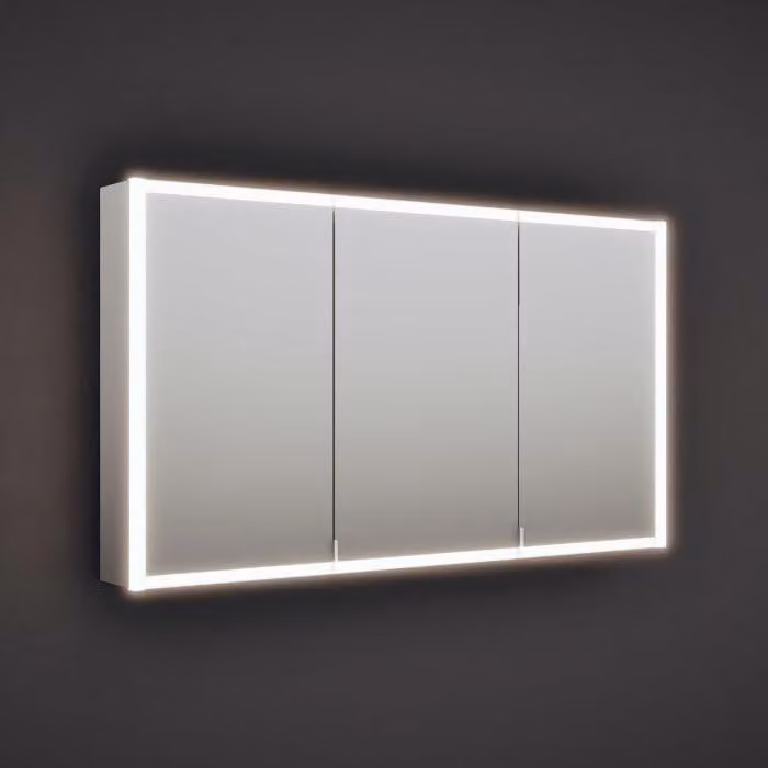 Armadio a specchio burgbad RL20, 142 cm, con cornice illuminata in vetro trasparente