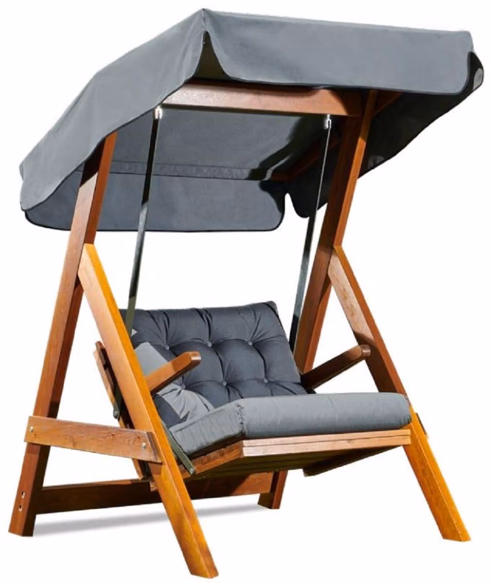 Casa Padrino Luxury Hollywood Swing Grigio antracite / Marrone - Altalena da giardino moderna resistente alle intemperie con tettuccio parasole - Mobili da giardino - Mobili da giardino - Collezione lusso