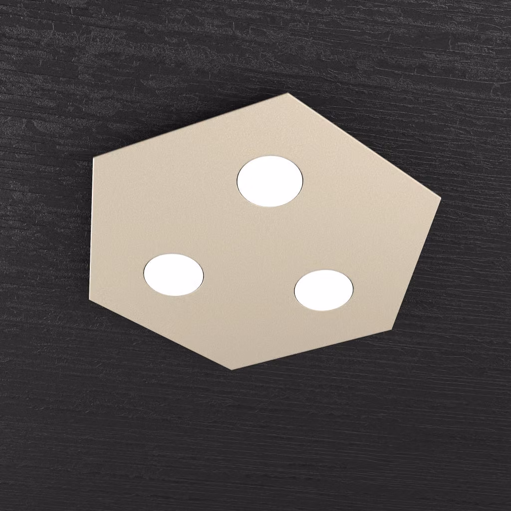 Toplight Plafoniera da soffitto Hexagon con 3 luci, design moderno esagonale, attacco GX53, colore beige, L: 46 cm, P: 40 cm, H: 3 cm – 2