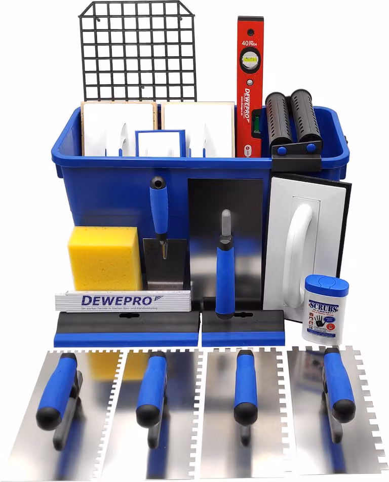 DEWEPRO set professionale per il lavaggio dei piastrellisti 20 pezzi 22l box attrezzi accessori
