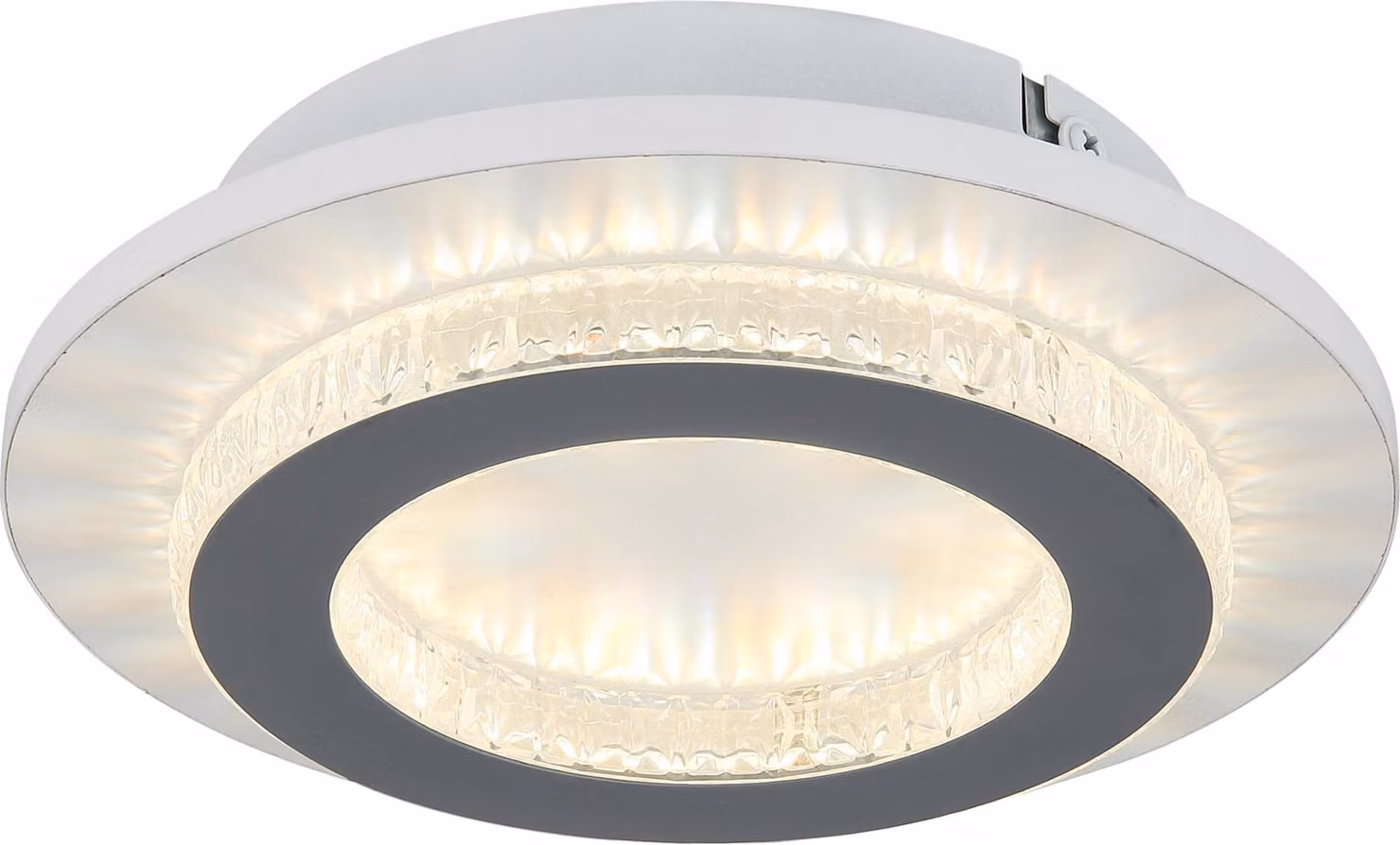 Plafoniera LED, grigio bianco, cristalli, CCT, D 20 cm