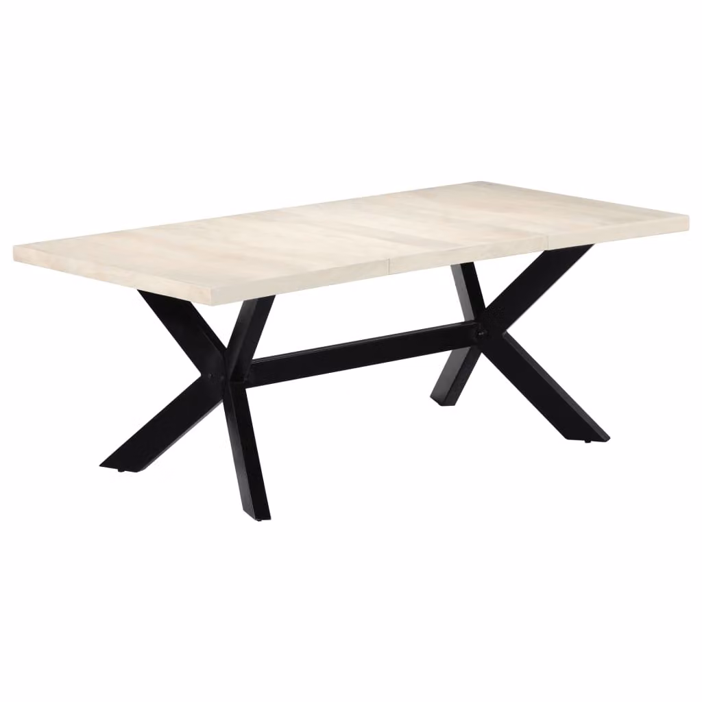 Maison Exclusive - Tavolo da pranzo bianco, dimensioni 200x100x75 cm, in legno massello di mango