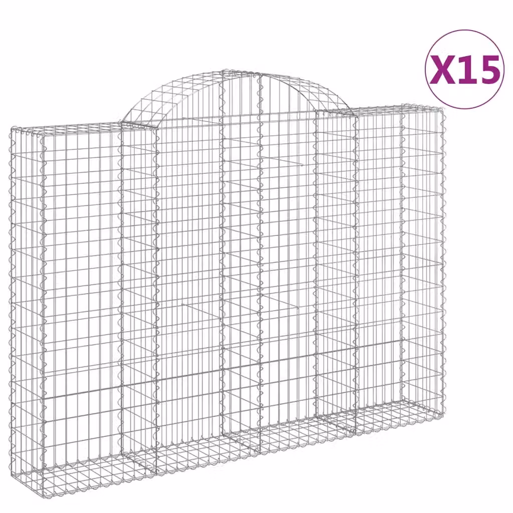 Set di 15 Cesti Gabbioni ad Arco Videx in Acciaio Zincato Argento L: 200 cm, P: 30 cm, H: 140/160 cm – 2