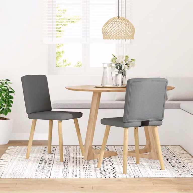 Set di 2 sedie da pranzo vidaXL in tessuto grigio con struttura in legno e metallo per soggiorno o cucina