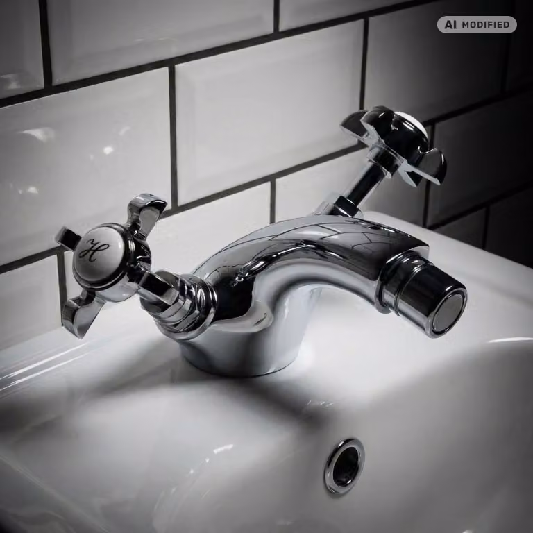 Rubinetto per bidet PaulGurkes Retro cromato miscelatore a due maniglie stile inglese antico