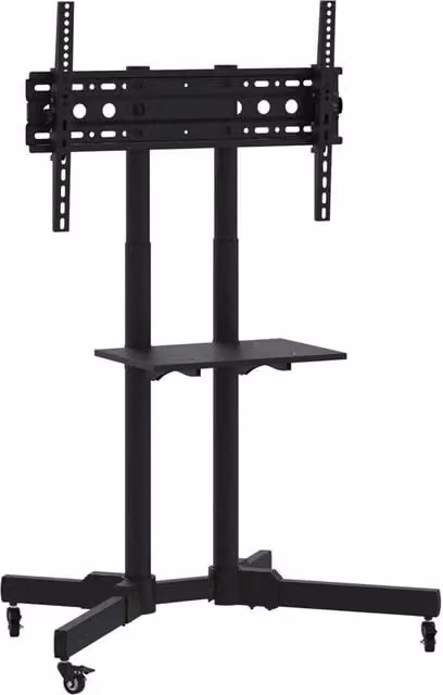 Supporto TV HELLOSHOP26 con rotelle per schermi da 32 a 70 pollici, altezza regolabile e funzione di inclinazione, stile moderno in acciaio nero, L: 78 cm, P: 56 cm, H: 159 cm