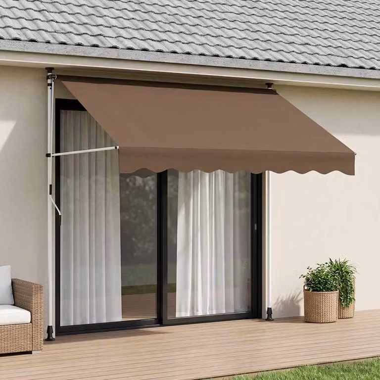 Tenda retrattile manuale con bracci pieghevoli vidaXL, colore beige/marrone, L: 300 cm