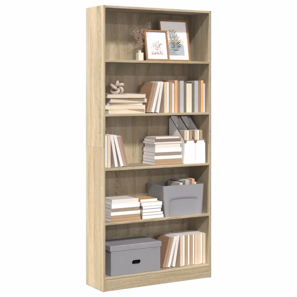 Libreria moderna vidaXL in legno MDF color marrone L: 80 cm, P: 24 cm, H: 176 cm
