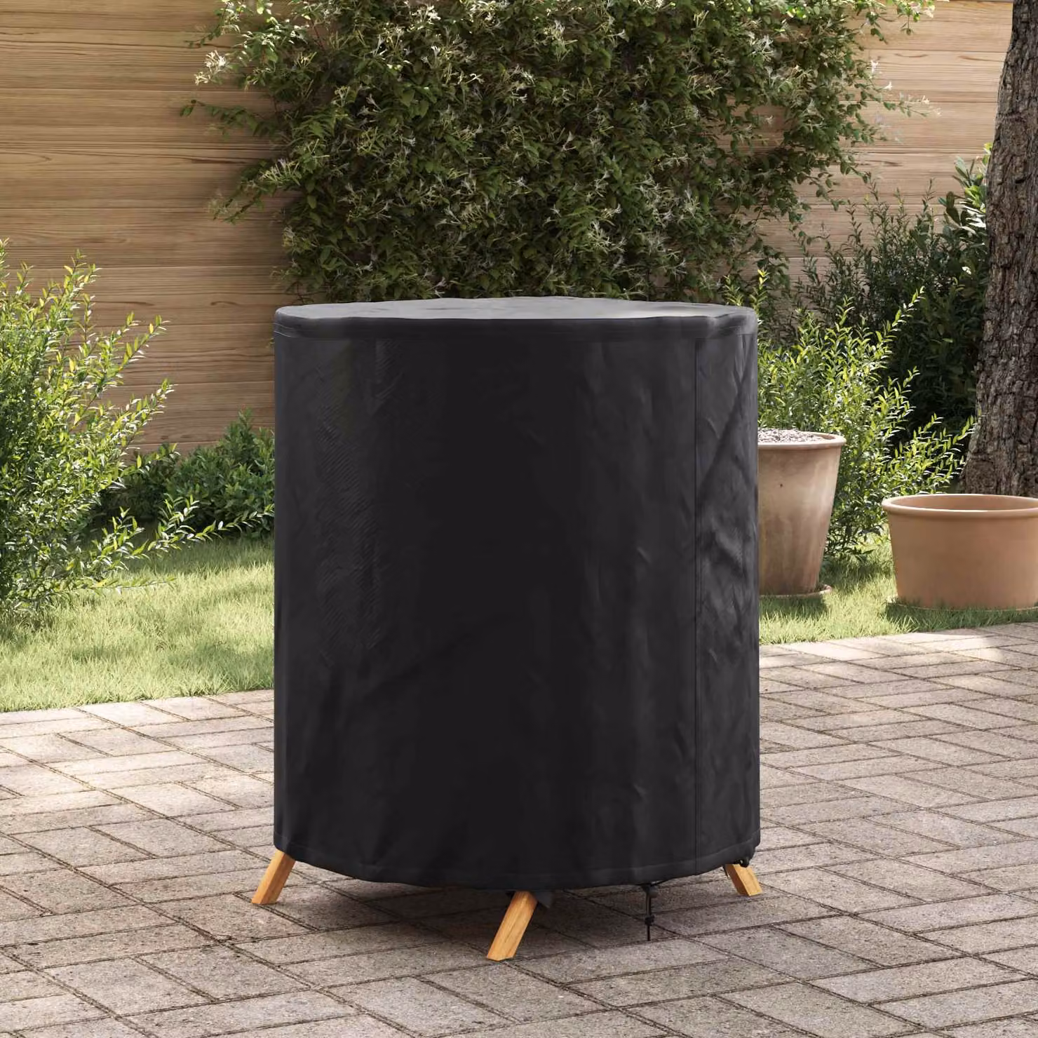 Copertura rotonda impermeabile per tavolo vidaXL in poliestere nero L/P/H: 62 x 62 x 70 cm