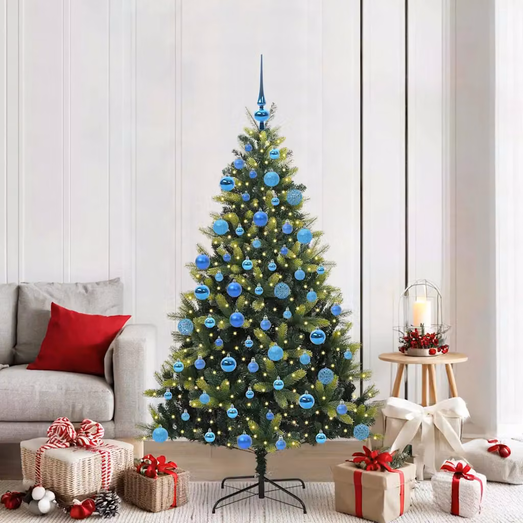 Albero di Natale Artificiale a Cerniera vidaXL Verde con 300 LED Bianco Caldo – 1