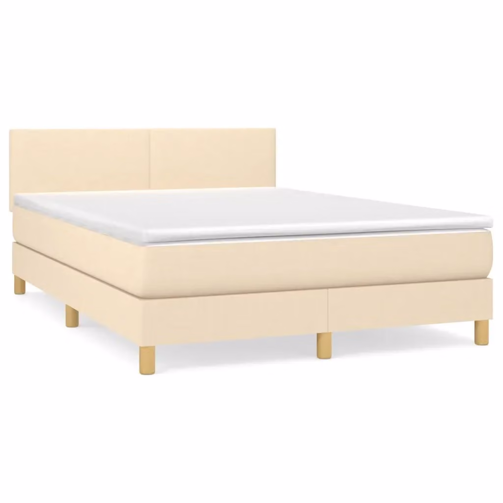 vidaXL Letto Ibrido con Giroletto a Molle e Materasso in Tessuto Beige e Bianco, L/P/H: 144 x 190 x 88 cm – 2