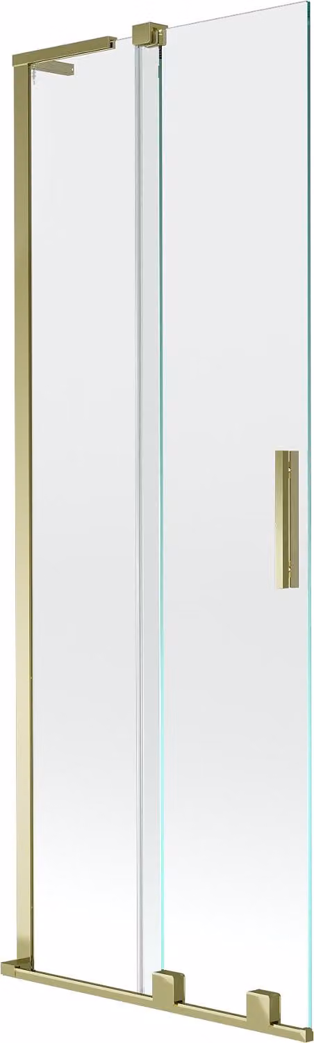 Mexen Velar L paratia per vasca da bagno a 2 ante scorrevoli 75 x 150 cm, trasparente, dorata - 896-075-003-01-50