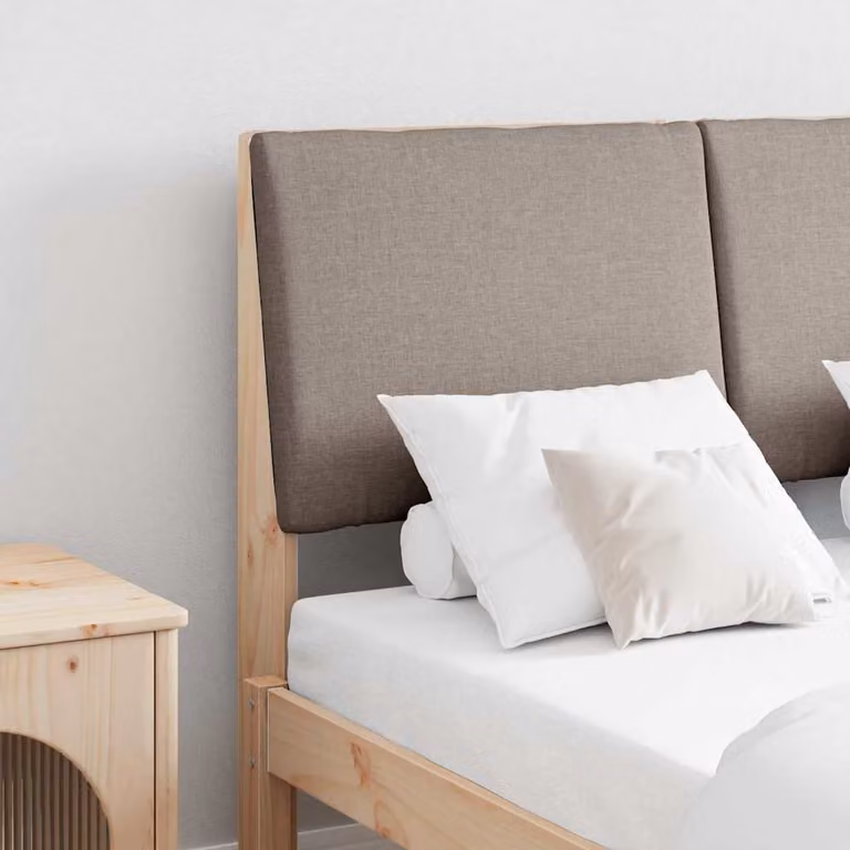 Testiera imbottita Talpa vidaXL in pino massello beige, Larghezza: 135 cm
