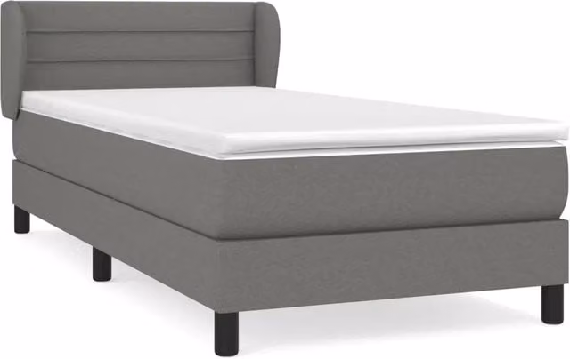 Letto singolo | Letto per adulti | Giroletto a Molle con Materasso Grigio Scuro 90x200 cm Tessuto