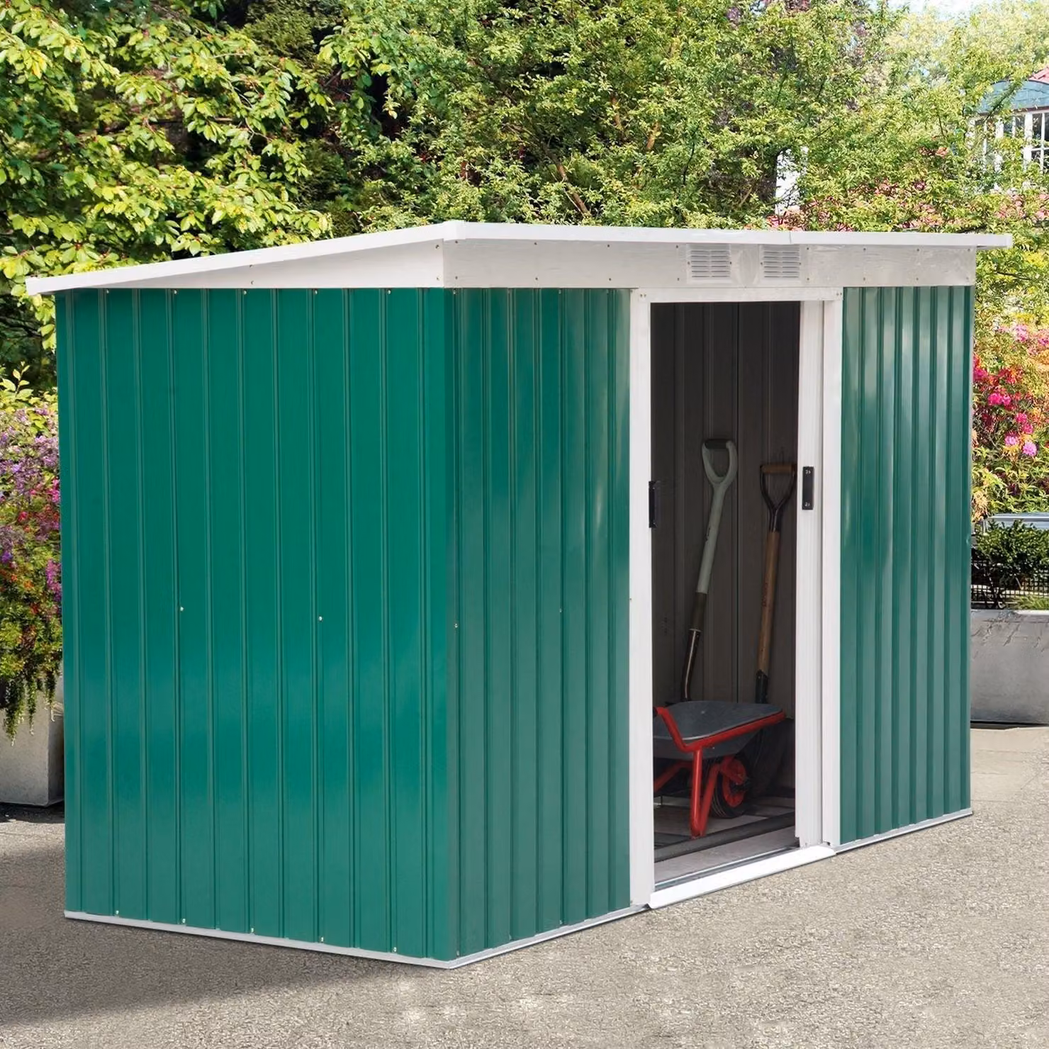 Capanno per attrezzi da giardino - Colore: Verde | Dimensioni: 109,05 x 51,18 x 68,11 cm