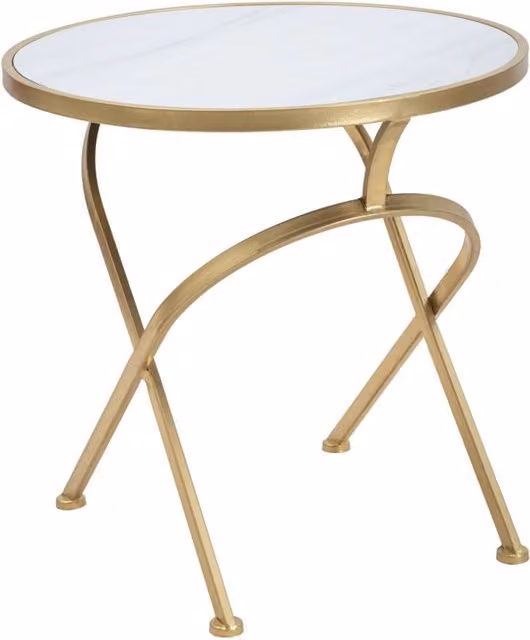 Tavolino rotondo Glam Charme1921 con piano in marmo bianco e dettagli oro, L/P: 50,5 x 50,5 cm
