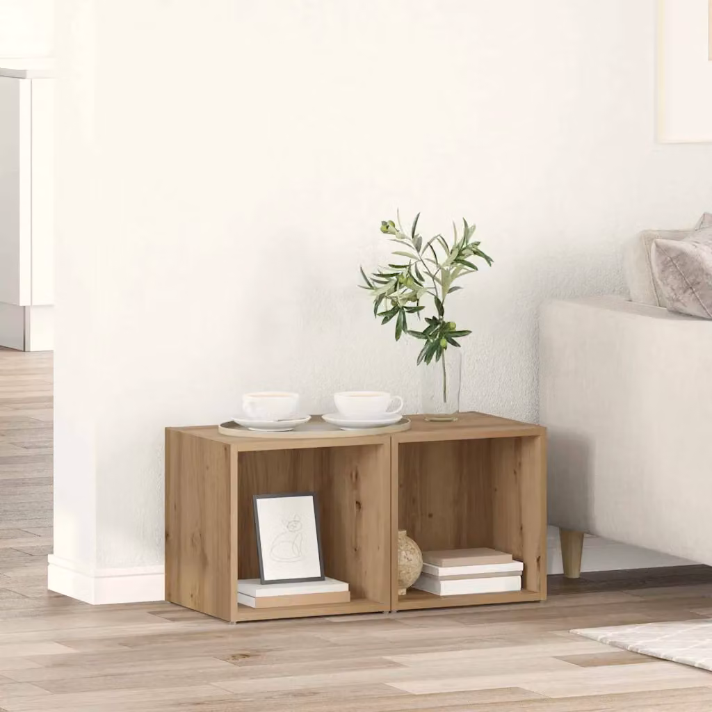 Set di 2 mobili TV vidaXL in legno ingegnerizzato color rovere marrone con finitura opaca e stile rustico