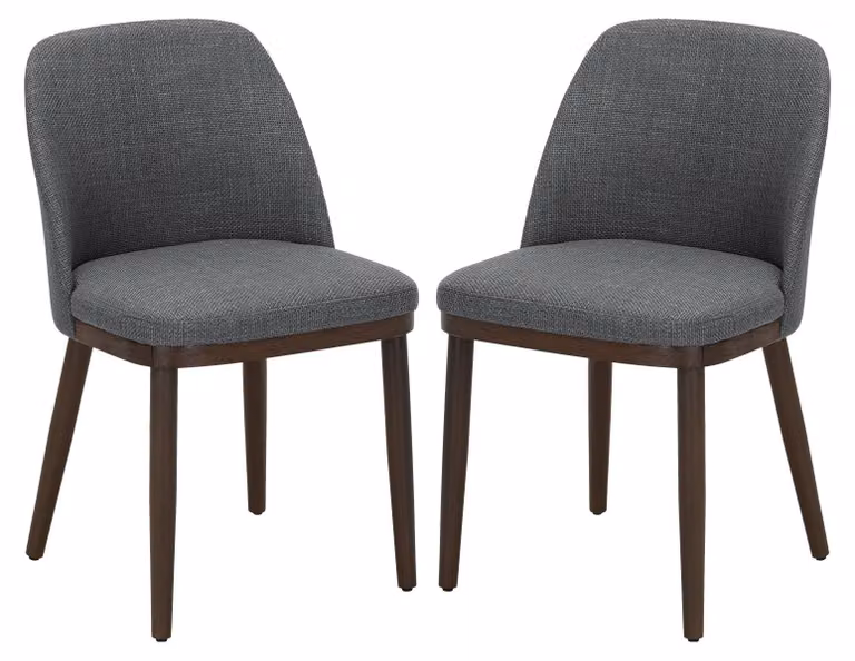 COLAMY Set da 2 sedie da pranzo – Sedie di design con rivestimento in tessuto e gambe in legno massello, ideali per il soggiorno, la cucina o la sala da pranzo – Grigio