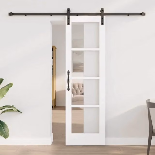 Porta scorrevole vidaXL ORKDAL Bianco con vetro e acciaio L: 61 cm, H: 198,5 cm