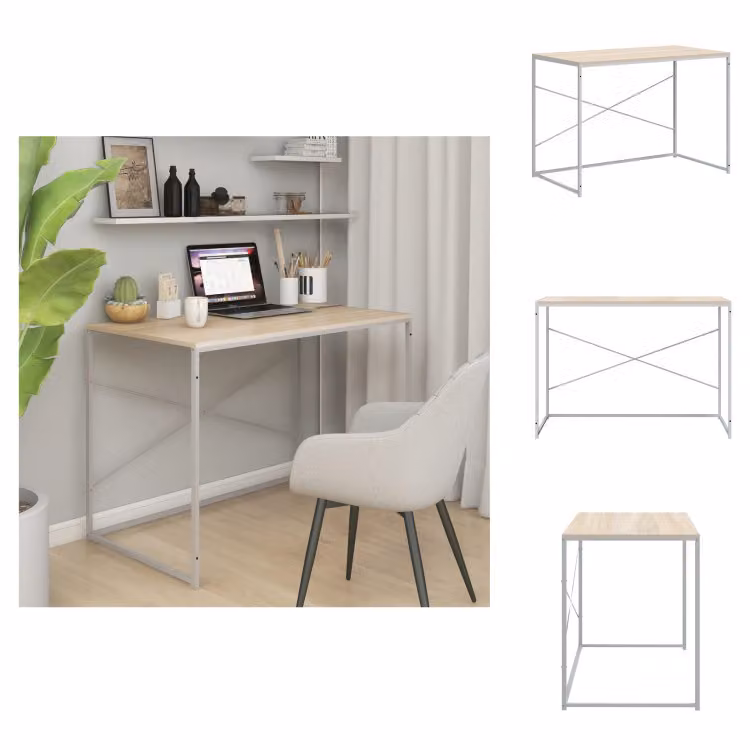 vidaXL Scrivania per computer bianca e rovere 110x60x70 cm in legno - Scrivanie