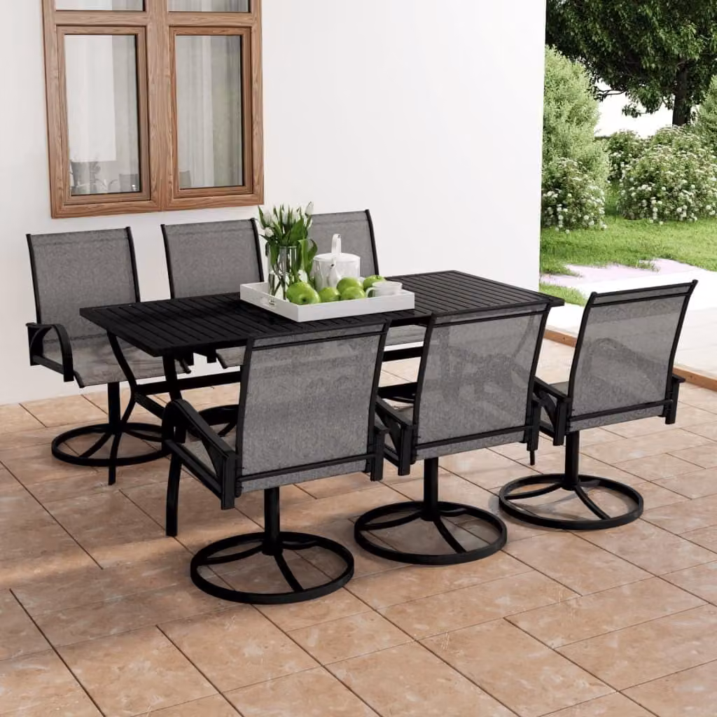Maison Exclusive - Set da giardino completo di 7 pezzi, con struttura in acciaio e sedute in tessuto Textilene