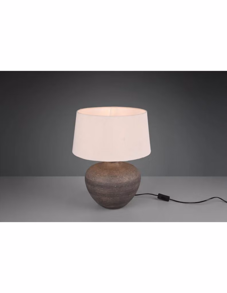 Lampada da tavolo Lou Trio Leuchten con base in ceramica beige e paralume sabbia, Ø 38 cm – 2