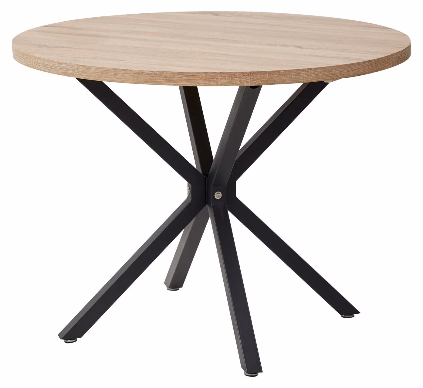 Tavolo rotondo da pranzo - Diametro 100 cm - Per 4 persone - Piano in vetro - Struttura in metallo - Stile moderno e minimalista - Colore marrone chiaro