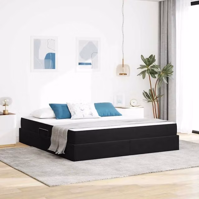 Letto con contenitore e materasso Nero 160 x 200 cm Velluto 3399732