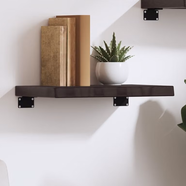 Ripiano da muro vidaXL in legno di rovere massello marrone scuro L 40 cm, P 30 cm, H 20 cm