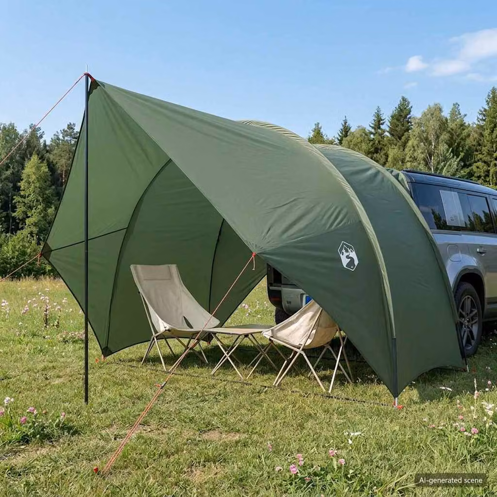 Tenda da coda vidaXL impermeabile verde militare L/P/H: 405 x 280 x 220 cm