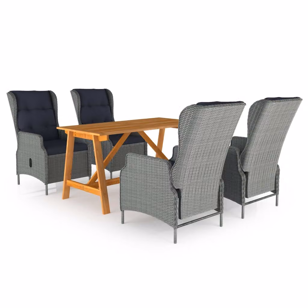 Maison Exclusive - Set da pranzo da giardino 5 pezzi, grigio chiaro
