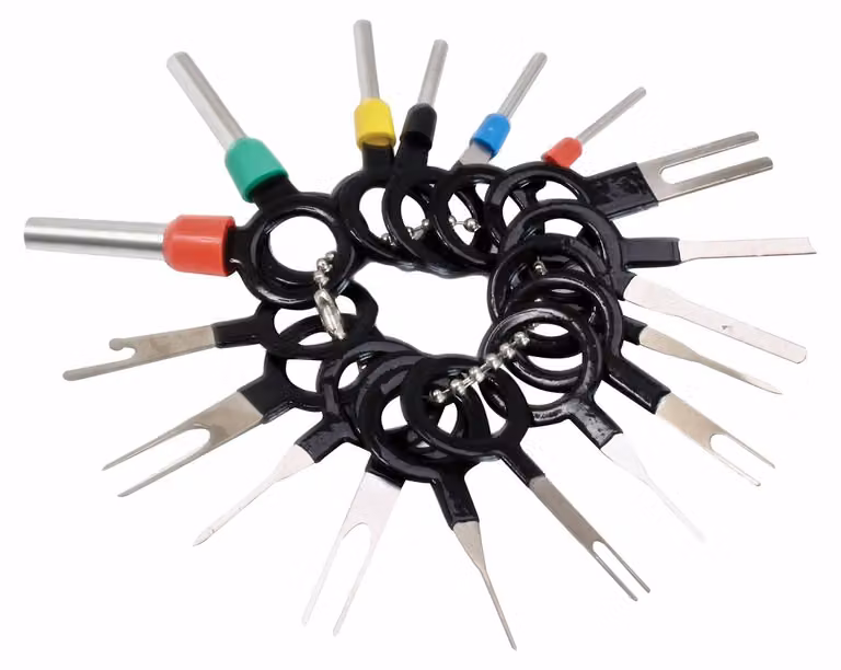 Set-kit strumenti per l'estrazione dei terminali (pin) da connettori e prese elettriche PIN estrattore,18 pezzi