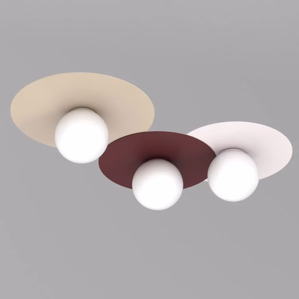 Lampada da soffitto moderna Flat Luminex in metallo beige e marrone con 3 x E27 – 2