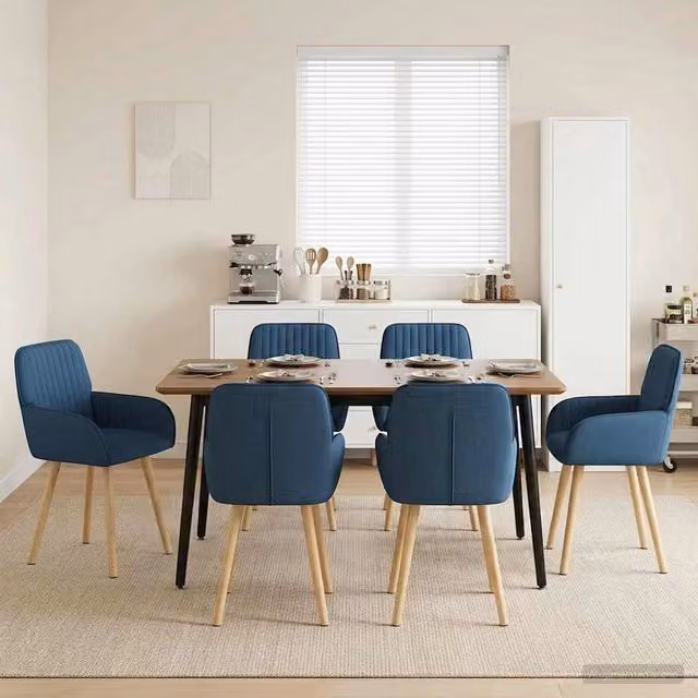 Sedie da pranzo 6 pz Tessuto Blu 56,5 x 50 x 87,5 cm 3428208