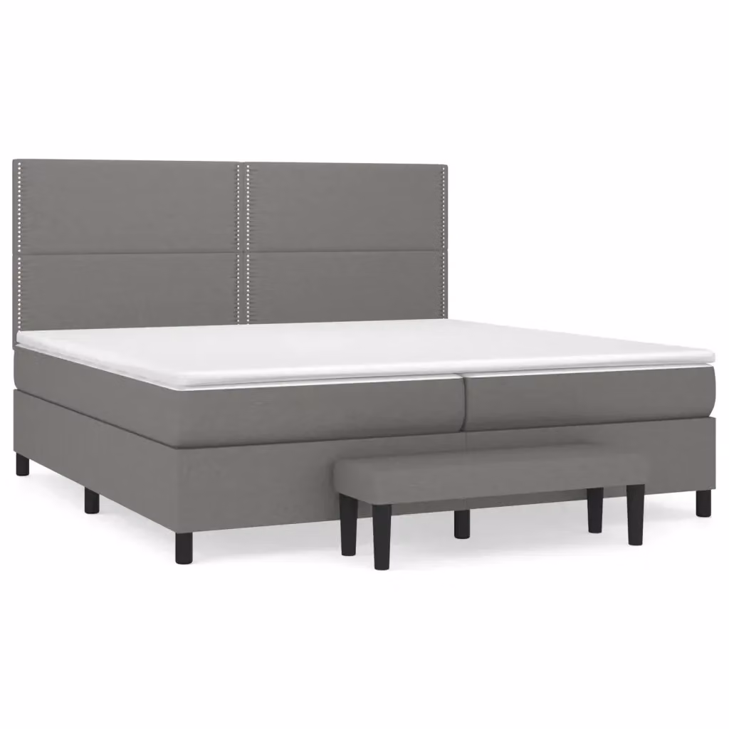 Letto Ibrido con Giroletto a Molle e Materasso vidaXL Grigio e Bianco L/P/H: 200 x 200 x 31 cm – 2