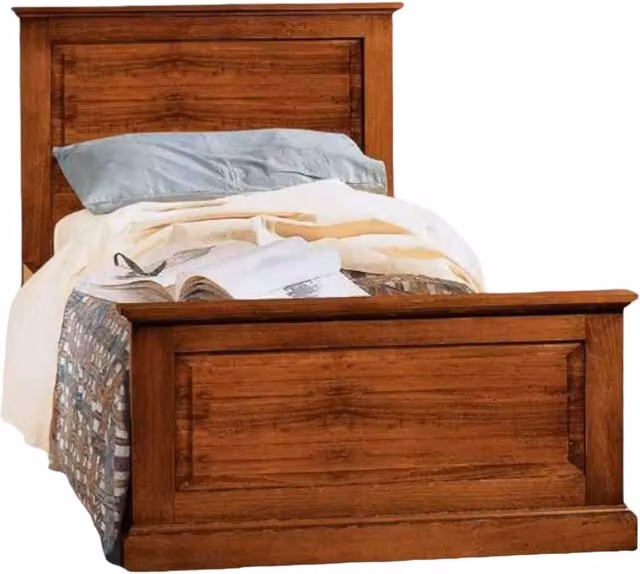 Letto singolo classico in legno di pino color noce Mobili 2G L/P/H: 103 x 209 x 110 cm – 4