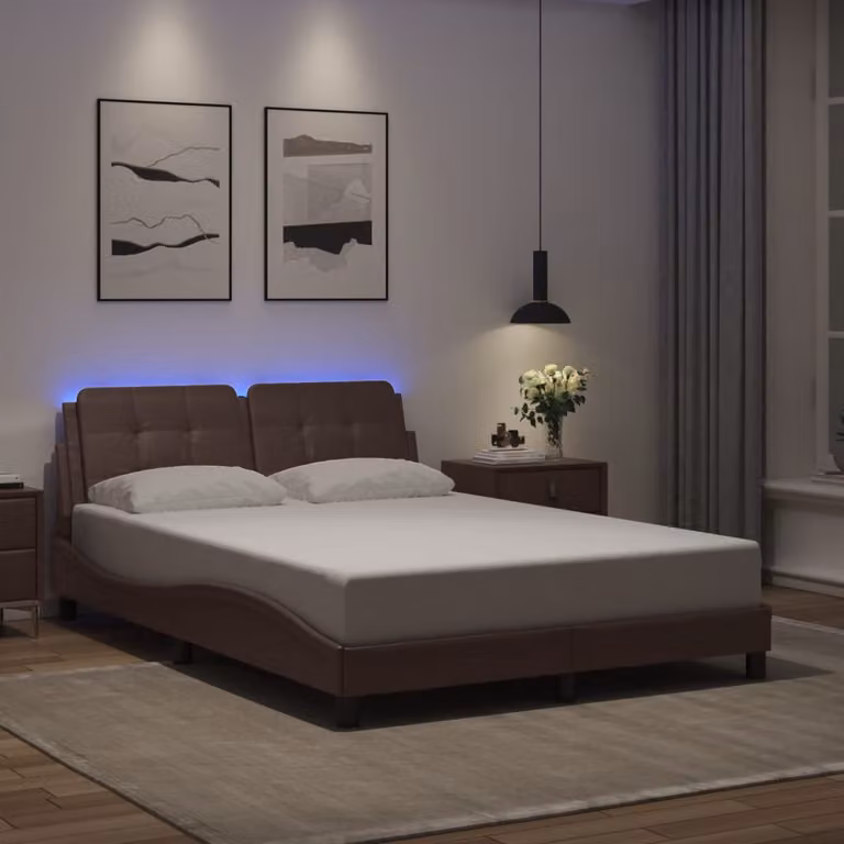 vidaXL Giroletto Zadar Marrone con LED e porta USB senza materasso L/P/H: 200 x 120 x 74,5 cm